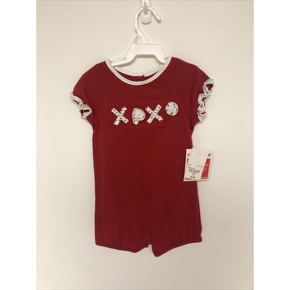 NWT Okie Dokie Red Baby Romper XOXO Size 18 Months 100% Cotton Valentine's Day
